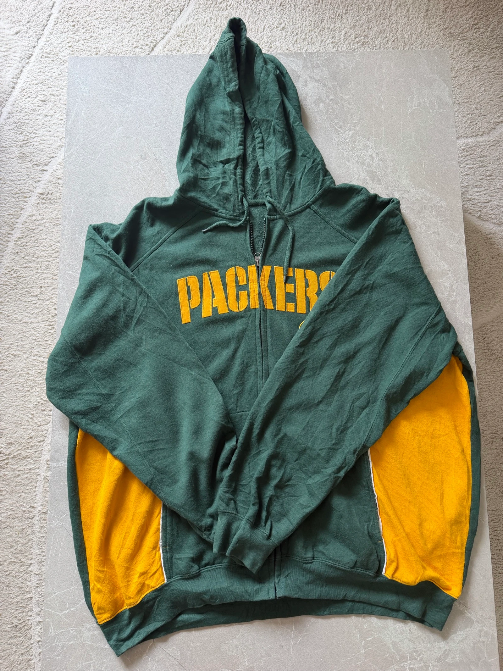 Sweat à capuche zippé NFL Green Bay Packers vert et jaune – Taille XL – photo 4